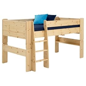 Steens Pine Mid Sleeper Raised Childrens Single Bed Frame Kids High Bed