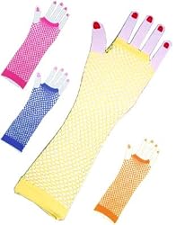 New Yellow 80s Punk Rock Fishnet Fingerless Long Gloves