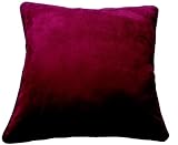 Faux Suede Burgundy Plum Square Cushion Cover Piped Edge 43 x 43 cms