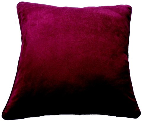 Faux Suede Burgundy Plum Square Cushion Cover Piped Edge 43 x 43 cms