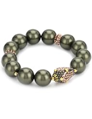 Miguel Ases Ocean Pearl and Rose Gold Beaded Station Stretch Bracelet