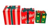 3-Piece Snazzy Gift Box Lighted Christmas Yard Art Decoration Set
