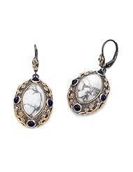 Carlo Viani® 14K Rose Gold Plated Howlite Earrings with Lapis Gemstones