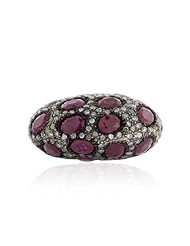 28*20*14mm Diamond Pave Ruby Oval Shape Bead .925 Sterling Silver Jewelry