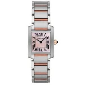 Cartier Tank Francaise 18kt Rose Gold and Steel Pink Mother-of-Pearl Ladies Watch W51027Q4