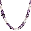 HinsonGayle Boho Collection Triple Strand Cultured Pearl and Amethyst Torsade Necklace (Sterling Silver)