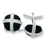 Sterling Silver CriSterling SilverCross& Black Onyx Cuff Links