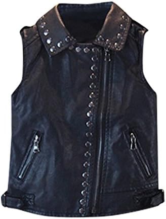Hayley Little Girls Studded Faux Leather Vest Black (5)