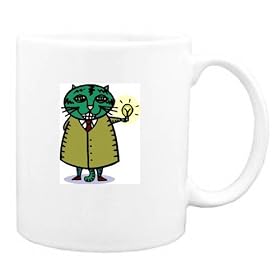 Mug with bulb, smiling, idea, cat, light, suit by Shopzeus