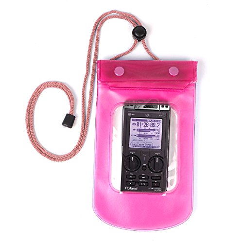 DURAGADGET Water-Resistant Travel Pouch / Case with Neck Strap in Pink for the Edirol Roland R-05 Portable Digital Voice Recorders