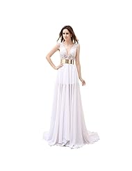 V-neck Applique Lace Chiffon/Metallic  Dress