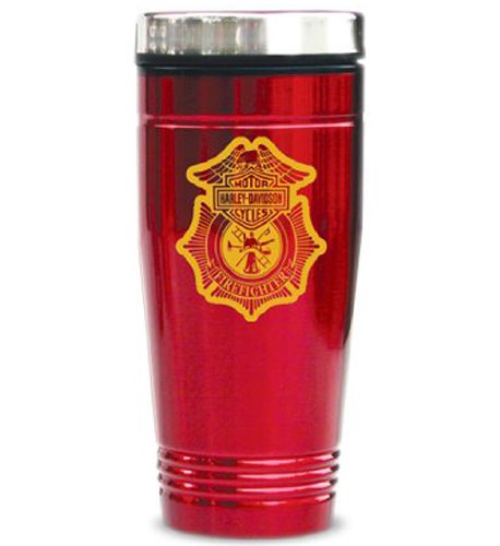 Harley-Davidson® Firefighter Badge Shield Travel Coffee Mug. Stainless. 18 oz. HF1116