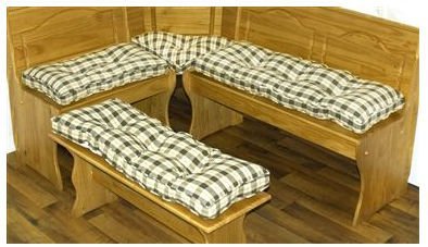 corner kitchen nook-Greendale Home Fashions 4-Piece Nook Cushion Set, Applegate Plaid, Olive Green Images