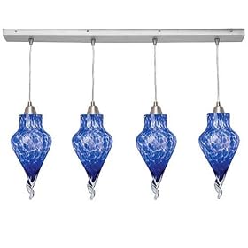 Access Lighting - 52413-BS BLU: Fire - 4 Light (m) Genie Glass Bar Pendant - Brushed Steel... by Access Lighting