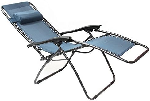 #1Badoo Textilene Zero gravity Recliner Lounge Patio Pool Chair Navy with Adjustable Headrest
