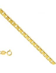 14k Solid Yellow Gold 0.6 mm (1/32 Inch) Box Chain Necklace 17" w/ Spring Ring Clasp