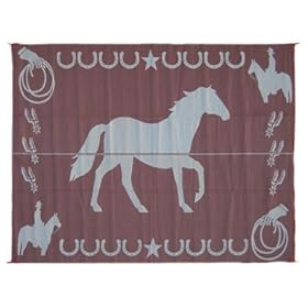  Mings Mark LK7 Lucky Horse Mat Brown/Beige Reversible 9 inch x 12