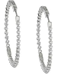 14K White Gold Diamond Hoop Earrings - 3.00 Ct. -- LIFETIME WARRANTY