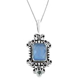 7 Cttw Faceted Blue Chalcedony, Blue Topaz 925 Sterling Silver Pendant