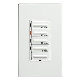 Leviton 6230M-T Decora 1000W/20A 1HP Four Preset 5-10-15-30 Minutes, Electronic Incandescent/Inductive Timer Switch, Single Pole, Light Almond
