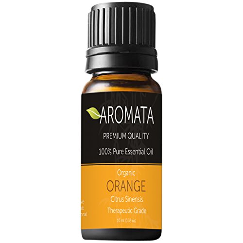 Organic 100%-Pure Orange Essential Oil by AROMATA -- Enjoy the warm, mood-lifting, antioxidant benefits of this premium-quality, undiluted, therapeutic-grade orange oil and buy with confidence thanks to our 100% money-back guarantee. (15ml)