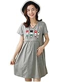 【TPGROWIN】 マタニティ ウェア 授乳服 ワンピース 授乳口付き エレガント 出産 外出着 妊婦服 授乳 楽ちん プリント 全3色 (XL, グレー)