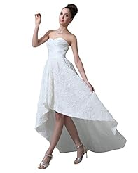 A-line Taffeta Sweetheart High-Low-Hem Lace  Dress