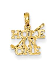 14k Yellow Gold Hole in One w/Golf Club Pendant