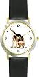 Beagle Dog - WATCHBUDDY&reg; DELUXE TWO-TONE THEME WATCH - Arabic Numbers - Black Leather Strap-Size-Large ( Men's Size or Jumbo Women's Size )