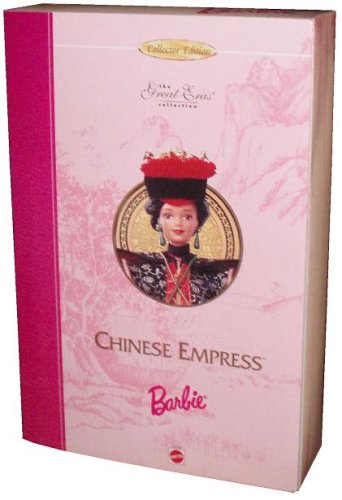 41rEZbSn8uL Collector Edition Barbie Year 1996 Volume 10 The Great Eras Collection Series 12 Inch Doll   Chinese Empress with Royal Coat, Royal Dress, Manchu Cap, Slippers, Earrrings, Necklace and Labeled Doll Stand