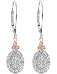 14K White Gold Diamond Earrings with Rose Gold Plating- 0.33 Ct. -- LIFETIME WARRANTY