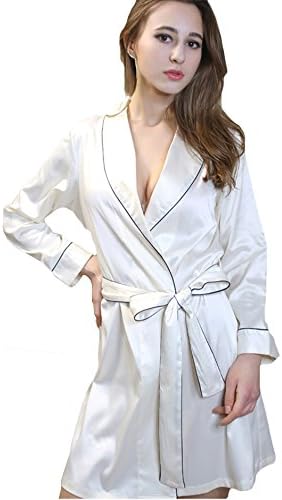 Sheinside Women Sexy Soft Thin Kimono Robe,Short Bathrobe White