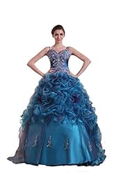 Organza Floor Length Applique Beaded   Lace-Up  Corset   Waistline  Ball Gown Quinceanera Dress  With Rhinestones and Ruffles