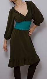 MK Dress Olive w/ Teal Belt