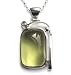Sterling Silver and Caribbean Amber Art Deco Oval Pendant, 18"