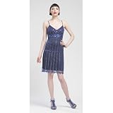 Sue Wong Women Size 0-14 Sapphire Strappy Beaded Fitted Cocktail Dress