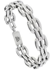 Sterling Silver Curvy Bar Link Bracelet 3/4 inch wide, sizes 8, 8.5 & 9 inch