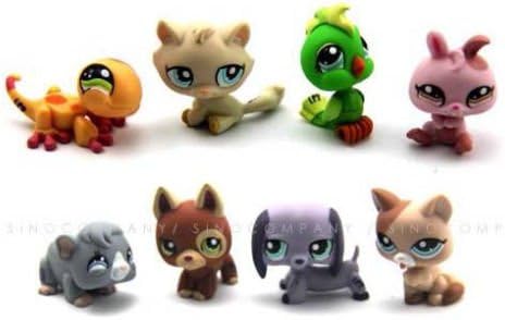 Gift 8pcs Dolls Littlest pet shop Dog cat iquana rabbit hamster bird figure Toys