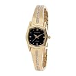 Armitron Women's NOW Swarovski&reg; Crystal Accented Gold-Tone and Black Dial Bangle Watch #753557BKGP