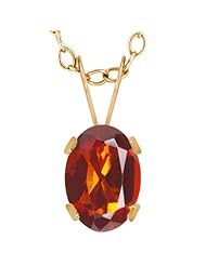 0.70 Ct Oval Orange Red Madeira Citrine 14K Yellow Gold Pendant