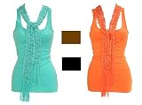 Love By Design Junior Ribbed Stretch Tank Top With Crochet Scarf 700078