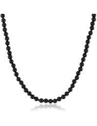 Sterling Silver 4mm Black Onyx Bead Necklace, 16"
