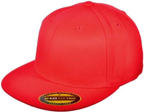 Wholesale Premium Fitted Flexfit Pro-Baseball Caps Matching Undervisor (Red) L/XL