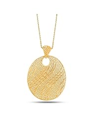 Fancy Mesh Weave Oval Pendant In 14K Gold