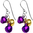 Handcrafted Purple and Gold Jingle Bell Earrings