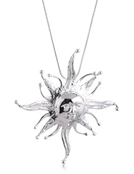 VINANI brand Germany 925 Sterling Silver Women Pendant big Sun shiny with Snake Chain Necklace ASX-S