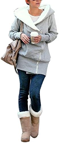 Sexyggs Women's Zip Up Plush Lining Warm Long Sleeve Hooded Coat Fashion Hoodie