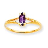 10k Polished Geniune Amethyst Birthstone Ring