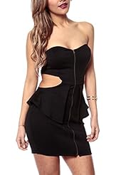  Nylon/Polyester/Spandex Cocktail Bandeau Neck Club Dress/Evening Dress/Wedding Dress/Midi Dress  With Ruffles