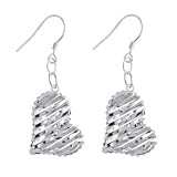 EXP Sterling Silver Heart Wave Dangle Earrings